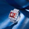 Otoño e Invierno nuevo estilo joyería Zhuang Sheng corte Flor de Hielo diamante de alto carbono cobre incrustado diamante cuadrado anillo temperamento lujo ligero femenino 8*10