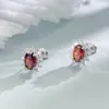 Elegantes Pendientes de Plata Estilo Princesa Diana Plata de Ley S925 Circonita Granate Rojo Combinación Exquisita Estilo Lujo Ligero Francés Suministro Directo de Fábrica