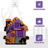 Nueva Decoración de Puerta de Bienvenida de Madera para Halloween Casa Embrujada Morada Gato Colgante Logo de Puerta Pared Exterior Hogar Fiesta de Fantasmas