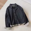 Nova camisa jeans de moda estilo coreano para o início do outono de 2026, com gola de lapela, manga longa, para mulheres, corte solto, modelador, top versátil, tamanho grande