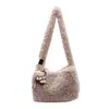 Lindo bolso de peluche para mujer, tendencia otoño/invierno 2026 nuevo estilo, bolsa de mano esponjosa, bolso de hombro, bolso cruzado