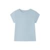 Playera de Verano de Tencel Lana de Manga Corta para Mujer Diseño de Cuello Redondo Mangas Ajustadas 2025 Nueva Color Puro Top Cómodo