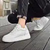 Aumento de Altura Interior Invisible 6cm Moda Masculina Casual Zapatillas Bajas Piel de Vaca Suela Gruesa Aumento de Altura Interior 8cm Punta Redonda Deportivas Blancas para Hombre