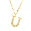Comercio Exterior Transfronterizo Más Vendido Collar con Colgante de Alfabeto de 26 Letras Incrustado de Diamantes para Mujer Cadena para Clavícula de Acero de Titanio Dorado de 18 Quilates Venta al por Mayor de Fábrica