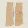 Calcetines de Yoga con Agarre Antideslizante, Calcetines de Cinco Dedos con Bordes Fruncidos, Cómodos y Transpirables, Calcetines Deportivos de Media Pantorrilla Multicolores para Mujer