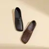 Zapatos de Mujer Cómodos de Suela Blanda, Estilo Nuevo, Mocasines Slip-On de Cuero Tejido con Punta Cuadrada, Zapatos de Salón de Tacón Bajo con Corte Profundo