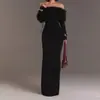 Vestido Elegante Feminino Outono e Inverno Nova Moda Europeia e Americana Estilo Transfronteiriço com Gola de Pele Decote Ombro a Ombro Manga Longa Slim Fit