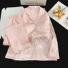 Estilo Chino Estilo Antiguo Bata Acolchada para Mujer Seda de Hielo Elegante Manga Larga Pantalón Largo Primavera Otoño Seda de Hielo Nieve Conjunto de Ropa para el Hogar