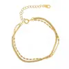 Pulseira de osso de cobra de camada dupla transfronteiriça japonesa e coreana feminina simples versátil pulseira de ouro 18K joia de nicho de alta qualidade que não desbota