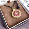 Collar Colgante de Girasol de Lujo Versátil de Gama Alta al por Mayor con Diamantes de Puntos Rojos y Verdes de la Joyería