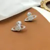 Pendientes de clip para oreja sin perforar de diamante completo Planeta Universal Nuevo para mujer Saturno retro elegante moda alta calidad adelgazantes