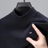 Camiseta de manga larga de terciopelo de doble cara para hombres de mediana edad y ancianos, otoño e invierno, papá de Camiseta interior de terciopelo cálida de media altura para otoño