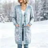 Nuevo modelo transfronterizo, cárdigan largo de punto abotonado, moda estampada de otoño e invierno, abrigo suéter casual personalizado para mujer