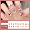 Uñas postizas ponibles con un toque de alta gama, populares en línea, manicura de lazo, lindo diseño de corazón girly, uñas estilo dulce y puro deseo