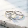 Anillos Tonglin Estilo Europeo y Americano, Anillos de Plata S925 Ligeros y de Lujo a la Moda, Anillos Apilables para Mujer con Diamante Sintético en Oro Rosa