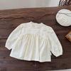 Ropa de Otoño para Niñas Cutemily Algodón Color Sólido Bordado Retro Camisa para Bebé Niña Manga Larga Encaje Más Fácil de Combinar Camisa