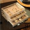 Joyero de cinco capas con cajón de franela transparente gris, caja de almacenamiento de acrílico para pendientes y anillos, suministro transfronterizo