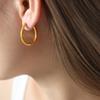 Europeu e americano novo nicho de moda simples elegante all-match aço titânio banhado 18K ouro geométrico em forma de gota brincos joias para as mulheres