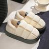 Chinelos Quentes de Algodão Acolchoado com Forro de Lã e Solado Grosso Personalizados para Mulheres Outono e Inverno Casa Interior Antiderrapante Casal Cor Pura Sapatos de Algodão Atacado