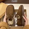Cuero Genuino Suela Gruesa Completamente Cubiertos Birkenstock Invierno Infantil Más Terciopelo Espesado Cálidos Antideslizantes Botas de Nieve para Mujer Zapatos de Algodón con Piel