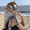 Bufanda de seda sintética para mujer, pañuelo cuadrado grande, pañuelo de gasa, chal de verano de alta gama para habitaciones con aire acondicionado, bufanda cuadrada cálida 90x90