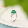 Anillo Chiba Tai de Calcedonia Plata Verde para Mujer, Anillo Sencillo y Elegante con Cabujón Ovalado, Joyería de Mano de Moda Microincrustada Producto de Fábrica