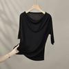 Yuyue 2026 Nuevo Estilo Camiseta de Seda de Morera de Manga Corta de Verano para Mujer, Diseño Adelgazante de Corte Recto con Pliegues Irregulares
