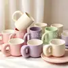 Novo Modelo 0582+0584 Caneca Cerâmica Macaron Gordinha Caneca de Café Atacado Esmalte Colorido Alta Estética Café da Manhã Estilo Simples
