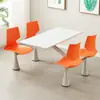 Mesa y Sillas Integradas para Comedor, Área de Comedor para Personal de Comedor Escolar, Mesa de Comedor Impermeable Integrada de Cuatro Plazas para Restaurante