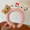 Diadema de Felpa con Estampado de Leopardo Rosa y Moño de Gatito para Mujer, Diadema Linda Versátil para Lavarse la Cara, Pasador, Tocado de Corona Alta