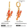 Aretes Colgantes Wanxing Estilo Europeo y Americano Acero Inoxidable Chapado en Oro de 18K con Pedrería y Esmalte de Goteo Animal Marino para Mujer, Venta al por Mayor Transfronteriza para Fiestas