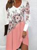 Vestido de manga larga con cuello en V y estampado de flores para mujer, otoño e invierno, comercio exterior transfronterizo, a juego, informal, de moda, con temperamento, 2024
