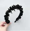 Diadema Peine Negra con Volantes y Perlas con Dientes, Pinza para el Cabello Antideslizante para Lavarse la Cara, Diadema de Corona Alta, Accesorio para el Cabello para Corona Alta