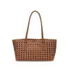 Bolsa de mão com padrão trançado vazado, bolsa de ombro grande capacidade casual para o dia a dia, bolsa tote moderna e estilosa para o dia a dia