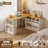 Mesa de canto em madeira maciça para uso doméstico, escrivaninha de estudo e escrita com estante, mesa integrada, penteadeira de quarto, mesa de computador em L ao lado da cama
