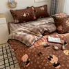 Juego de ropa de cama de cuatro piezas de terciopelo de leche para invierno, acolchado engrosado y forrado de felpa, sábana doble y funda de edredón