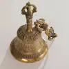 Campana y Mazo Vajra de Cinco Puntas de Latón Nepalí Tallada, Campana de Mano Fundida a Mano, Juego de Campanas Rituales del Tíbet