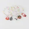 Pulsera Navideña Linda de Dibujos Animados Joyería de Perlas para Niños Regalo Festivo para Niñas Estilo Muñeco de Nieve Árbol de Navidad Campana