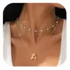 Amazon transfronterizo inglés 26 letras colgante de burbuja collar en capas de perlas no se decolora moda personalidad cadena para la clavícula