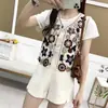Colete de Crochê Tricotado com Contas Estilo Étnico para Mulheres, Cardigan Fino de Malha Aberta de Botão Único para Primavera e Verão, Novo Estilo Chinês