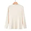 Camiseta de punto de primavera de cuello alto medio para mujer de mediana edad y ancianos, camiseta interior de otoño e invierno para madre, top de una pieza de terciopelo Shu térmico