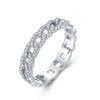 Anel fechado de barra de corrente de prata esterlina S925, feminino, europeu e americano, leve, luxuoso, de alta qualidade, anel de diamante, banhado a platina, joia de prata