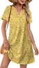 Vestido de Mujer Transfronterizo Estilo Nuevo Verano Casual Cuello en V Boda Vestido Holgado de Manga Corta Moda Ropa para Vacaciones en la Playa