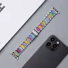 Adequado para Pulseira Apple Applewatch Três Contas Dobrável Fivela iWatch Arco-Íris Resina Metal Pulseira de Relógio S9