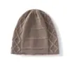 Atacado de Fábrica 100% Caxemira Transfronteiriço Outono/Inverno Novo Chapéu de Tricô com Ponto de Trança de Diamante Chapéu Gorro Quente Espessado com Proteção para as Orelhas