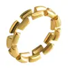 Anillo de Oro de 18K con Enlace de Tejido Hueco Cruzado Anillo Geométrico Hueco de Acero de Titanio Moda Europea y Americana