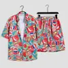 Camisa Floral Marca de Moda Manga Corta Traje de Vacaciones Hawaiano para Hombre Pareja Holgado Casual Conjunto de Dos Piezas Talla Grande Playa Costera