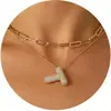 Nuevo Producto Transfronterizo de Amazon Collar con Letras de Burbuja Moda y Versátil Collar con Colgante de Pedrería Multicapa para Uso Diario