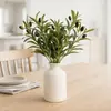 Rama de olivo artificial flor artificial planta en maceta, planta verde de rama alta rama decorativa para sala de estar del hogar, adorno de arreglo floral para jarrón, planta verde