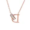 Acero de titanio doble anillo letra D collar mujer simple Joker oro rosa cadena de clavícula no se desvanece accesorios de moda roja al por mayor